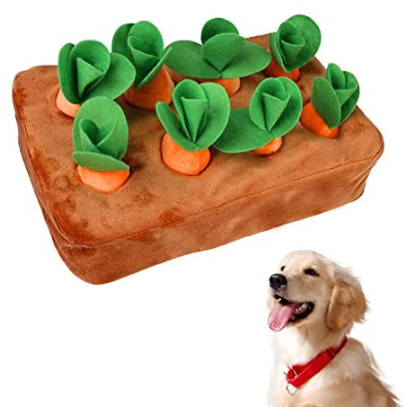 Mitening Karotten Plüschtier Schnüffelteppich Hund Interaktives Spielzeug Intelligenzspielzeug für Hund Interaktives Spielzeug Plüsch Karotte Intelligenz Hunde Gemüse Plüschtier Schnüffeltraining