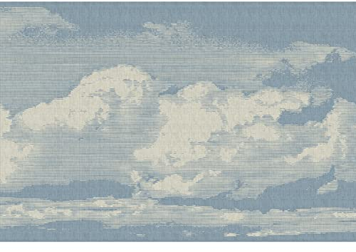 Blau Fototapete | Moderne Himmel Tapete | Kinderzimmer und Schlafzimmer Fototapete mit Wolken in Hellblau Weiß | Pastell Vliestapete für Babyzimmer