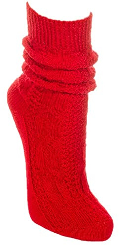 P.S. Schuhmacher Trachtenstrümpfe kurz | Trachtensocken mit Wolle | Strümpfe Strick Zopfmuster (as3, numeric, numeric_39, numeric_42, regular, regular, rot)
