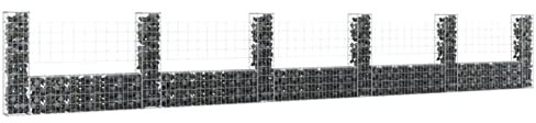 Homgoday Gabionen Gabionen Gabionen U-Form Gabionen Pfosten Eisen Gabionen Drahtkorb mit Netz 5x10cm Verzinkt Gartendeko Wandabtrennung 620x20x100cm