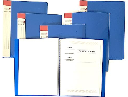 12x HETZEL Show It Sichtbuch blau mit 10 Sichthüllen für 20 Blatt A4, Sichtmappe, Bewerbungsmappe, Präsentationsmappe, Dokumentenmappe