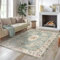Taleta Greenish Washable Rugs Living Room Large Green Non Slip Vintage Boho Floral Rug Soft Short Pile Oriental Area Carpet for Kitchen Bedroom (Green, 120 x 170 cm)