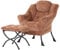 Welnow Lazy Chair mit Ottomane, moderner Lounge-Akzentstuhl mit Armlehnen und Einer Seitentasche, gepolstertes Sofa-Stuhl-Set für die Freizeit, Lesestuhl mit Fußstütze für kleine Räume, Eckstuhl
