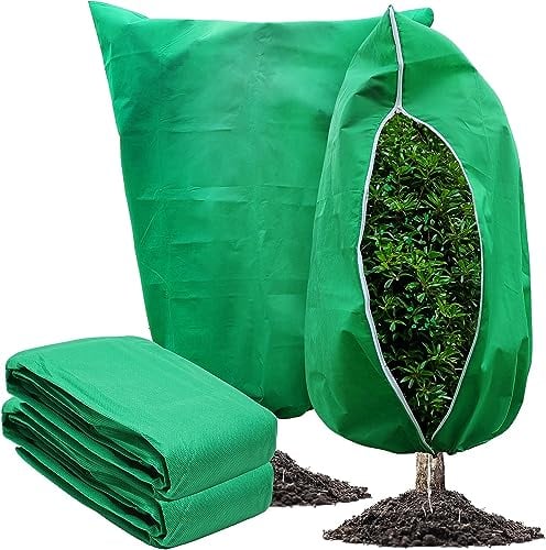 DHGKVK 2 Stück Pflanzenschutz Winter,Winterschutz für Kübelpflanzen Frostschutz Kälteschutz Pflanzenschutzsack, Atmungsaktiv,Reißfest,Wiederverwendbar, mit Reißverschluss Zugband(80 * 120CM)