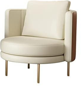 Kleines Sofa Business-Empfangssofa, Stuhl, Hotel, drehbares Einzelsofa, Freizeit-Einzelsofa, Schlafzimmer, Wohnzimmer, Arbeitszimmer, weiches Ledersofa Einzelsofa (Color : Wit)