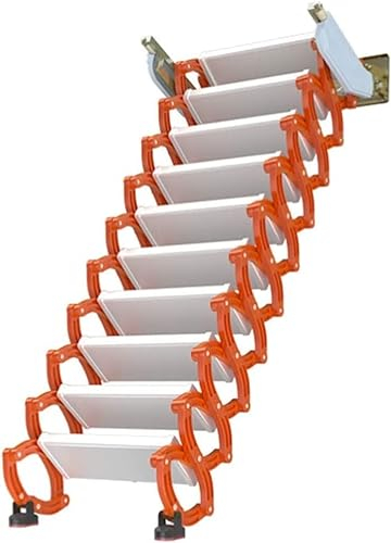 Dachbodenleiter, Deckenklappleiter, Dachbodentreppe aus legiertem Stahl, herunterziehbare Dachbodenleiter, versteckte Leiter, an der Wand montierte Teleskoptreppe
