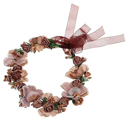 Brautblumenkranz Brauthaarband in Kaffee, Zarter Blumenschmuck