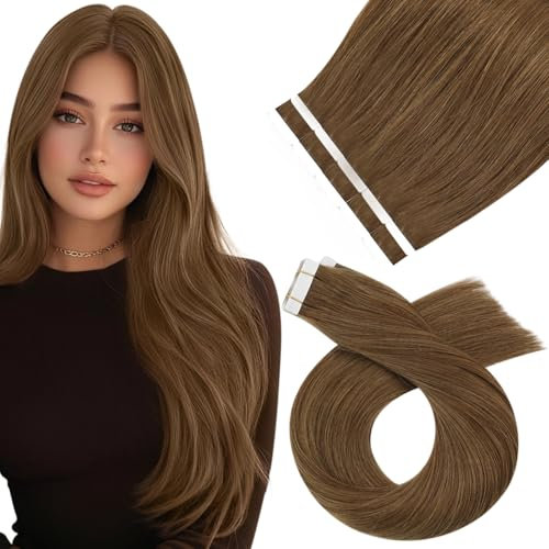Moresoo Invisible Tape Extensions Echthaar Hellbraun Remy Echthaar Extensions Tape 55cm Haarverlängerung Echthaar Tapes 50g 20 Stück