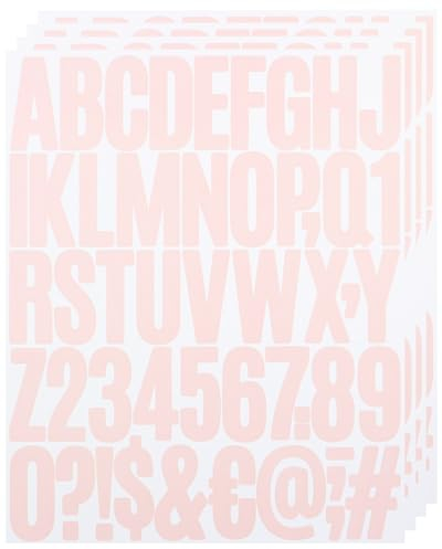 2 Inch Sticky Vinyl Letter Number Stickers,4 Sheets Self Adhesive Stick On Alphabet Symbol Sticker for Scrapbook, Bottle Decor - Pink