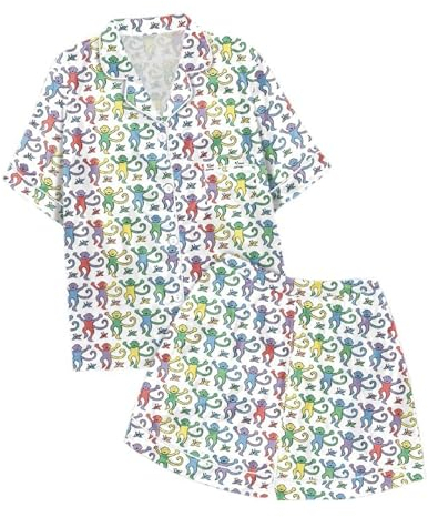 Summer Pajamas for Girls 2 Piece Pajama Set Y2k Trendy Roller Dupes Rabbit Preppy Short Sleeve Pajama (Colorful,12-13 Years)