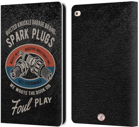 Head Case Designs Offizielle Busted Knuckle Garage Zündkerzen Grafiken Leder-Wallet-Hülle Kompatibel mit Apple iPad Air 2 (2014)