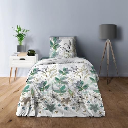 Housse de Couette + Taie(s) Summer Flower Pur Coton - Finition Rabat