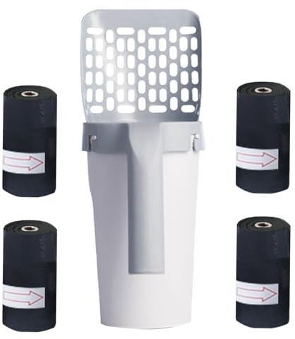 12x30cm Pelle À Litière Pour Chat Avec Support, Poubelle Chat Litière Portable Ramasse Crotte Chat De Grande Capacité Poubelle À Litière Pour Chat Avec 80Sacs, Pelle A Crotte Avec Stockage Des Déchets