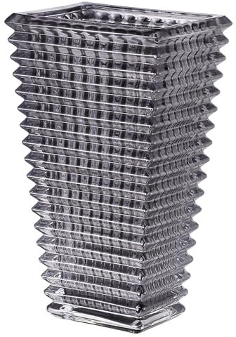 KAYLETIN Kristallvase, schwarze Glasvase, moderne Vase, graue Glasvase, 28 cm