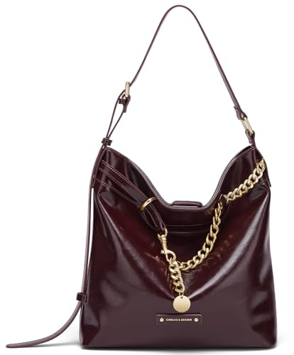Cnoles Umhängetaschen für Frauen Damen Lederhandtasche mit Goldkette Shopper Taschen für Damen Casual Handtasche große Leder Hobo Schultertasche