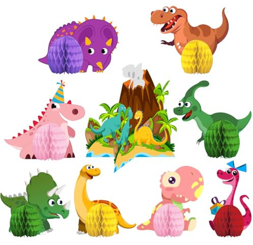 We Moment Zone 9 Stück Dinosaurier Bienenwabe Tischdeko,Honeycomb Mittelstück Deko für Kinder Geburtstag Babydusche Partybedarf