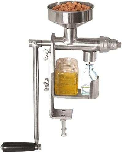 HWGANX Manuelle Edelstahl Ölpresse, Edelstahl Ölpresse Maschine, Kaltölpresse für Nüsse und Samen, kompakte Haushaltsmaschine für Erdnussöl und mehr