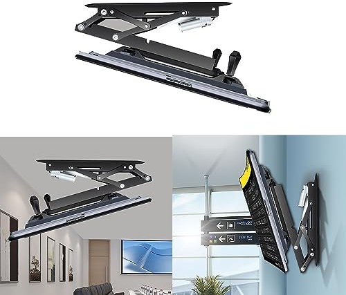 GUODDM Support TV Mural Motorisé pour Plafond TV, Support TV Pivotant Électrique pour Écrans De 32 À 70 Pouces, Rabattable De 0 À 85°, avec Télécommande Et Commande De Commutateur, Portant 45kg