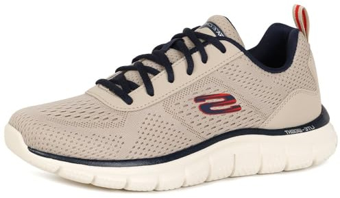 Skechers Herren TrackSchuhe | Sneaker, Taupe/Navy, Beige, Schnürung, Maschinen waschbar, Herren, Schuhe