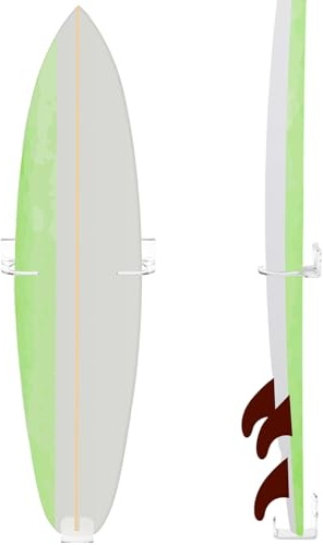 Yousoontic Surfbrett-Wandhalterung, transparentes Acryl, für Innenbereich, Wanddekoration, vertikales Surfbrett-Gestell für Shortboards, Fischbretter und Funboards, hält 22,7 kg (Breite Basis)