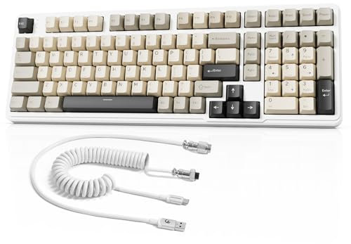 MAMBASNAKE x Attack Shark X98 Clavier mécanique sans Fil 102 Touches avec câble spiralé, trimode 2,4 GHz/BT/USB-C, Switch linéaire remplaçable à Chaud, RGB, NKRO pour Windows/Mac (Blanc)
