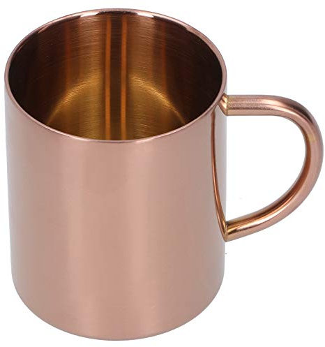 Gsycle Tasse à café en acier inoxydable, 400 ml de tasse de café de camping à double couche à double couche Tasse à thé en métal tasse tasse de thé avec poignée pour le bureau à domicile (Rose Gold)