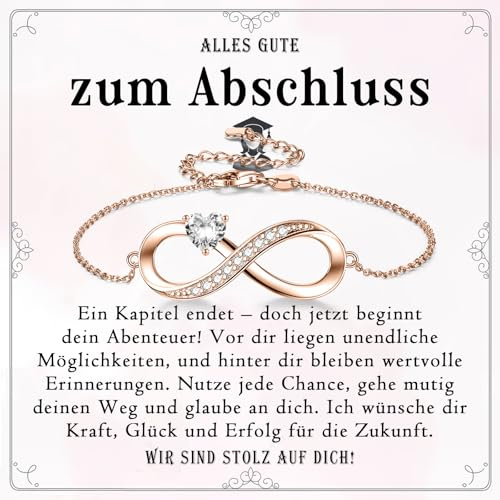 PDTU Abschluss Geschenk, Armband Unendlichkeitszeichen Schulabschluss Geschenk für Mädchen, Abschluss Geschenke zum Abitur Bachelor Master für Mädchen Teenager Tochter Schwester Freundin