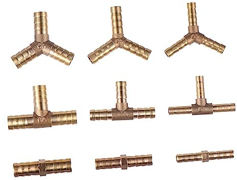 Happyyami Adaptador De Boquilla De Cobre 9 Piezas Conector De Manguera Triple para Gas Jardín y Riego Conexiones 6 8 10 Mm Conexión Seca De Púas y Resistente