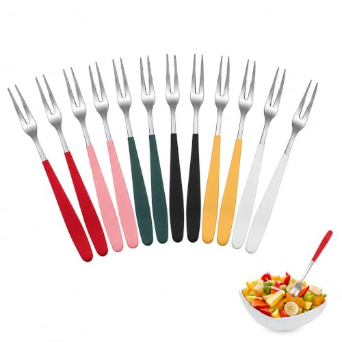 BESTYASH Edelstahl Obstgabeln 12 Stück 5.12 Zoll Mini Kuchengabeln Wiederverwendbar Für Dessert Snacks Party Fingerfood