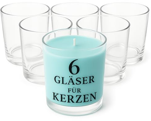 Glasmark KROSNO 1992 Kerzengläser Set 6 Stück Kerzen Gläser zum Kerzenmachen Transparent Leer DIY 500 ml