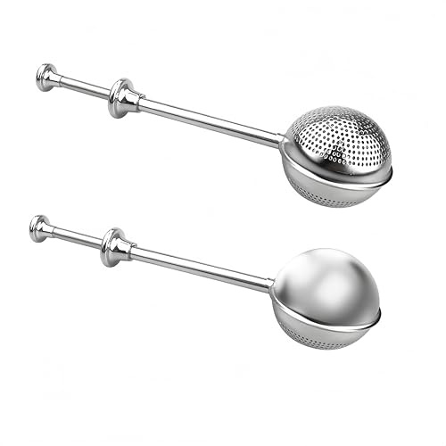 Changyeah Teezangen in acciaio inox inox, 2 pezzi colino da tè, a forma di palla, pinza per colino facile da pulire, per tè sfuso, in acciaio inox, zucchero, farina, spezie