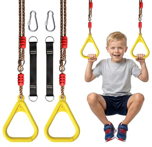 Vdealen Kinder Klettern Ringe Schaukel Outdoor Multifunktions Turnringe, Multifunktions Trapeze Schaukel für Innen- und Außenbereiche geeignet, kann 120 kg tragen(2er-Pack)