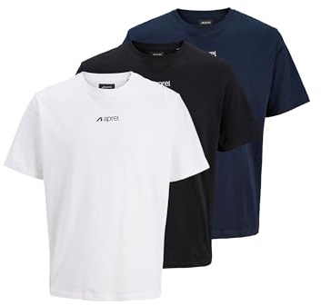 APREL T-Shirt Herren 3er Pack – Locker Geschnittene Baumwollshirts mit Rundhals & Kurzarm – Weiche Atmungsaktive Basic Oberteile T-Shirts für Herren - Alltag, Freizeit & Unterziehshirt