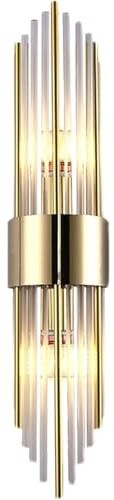Crystal Wall Lamp Modern Clear Glass Wall Sconce Luxury Titanium Wall Light Fixture for Bedroom Living Room Bathroom Vanity Mirror(35cm, 10W,Gold, Warm White)