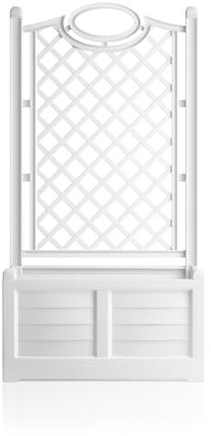 Salone Negozio Online Fioriera con Spalliera da Giardino Separè in Legno 80 cm (bianco)