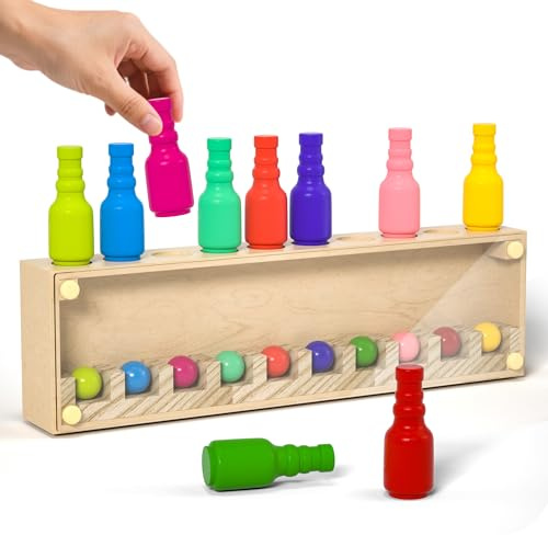 Uping Montessori Holz Farbe Sortierspiel für Kinder und Erwachsene, Geschenk für Junge und Mädchen, Familien Brettspiele Spiel und Reisespiel für Unterwegs, Brettspiele für ab 5 6 7 Jahr