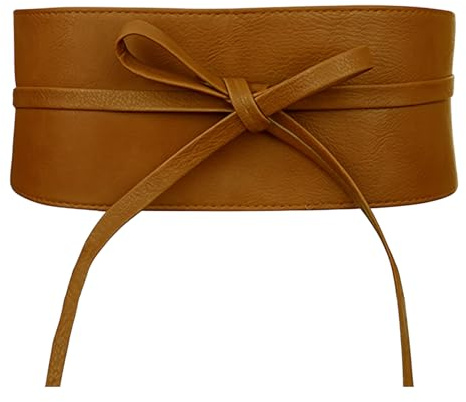 Damen Gürtel Breit Elastischer Taillengürtel Damen Obi Gürtel zum Binden Vintage Mittelalter Damengürtel für Kleid Braun Wickelgürtel Hüftgürtel Bindegürtel für Kleider Halloween Cosplay Maskerade