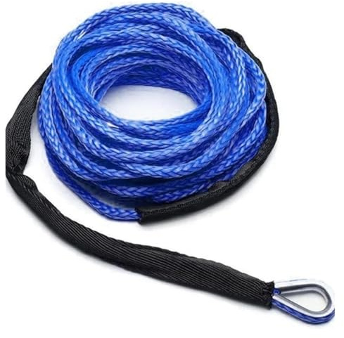 15 m x 7 mm Windenseil, Synthetisches Seil, 13500 lb, Robustes Seilwinden-Schleppseil mit Mantel for Offroad-ATVs und UTVs Starke Kapazität