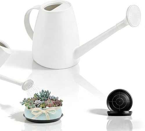 msymsyu Regadera pequeña de 1,8 l, para plantas de interior, de plástico, con boquilla larga, con 10 unidades, color negro, para habitaciones y balcones, plantas suculentas (blanco)