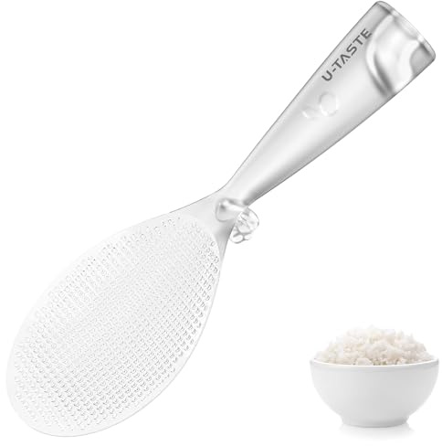 U-Taste Standing Rice Paddle, 165°C Heat Resistant, Transparent | Food Grade TPX Sushi Spoon, Non-Stick Lightweight Kitchen Scooper for Cooking Serving Mixing Scooping Salads, Pasta