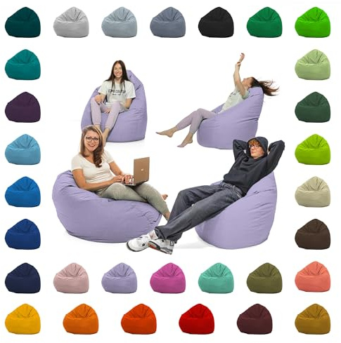 GlückBean Sitzsack XXL – Beanbag für Kinder & Erwachsene – In & Outdoor geeignet – Wasserabweisend & pflegeleicht – Gefüllt mit hochwertigen EPS-Perlen – Ideal zum Gaming & Entspannen (Flieder, XXL)