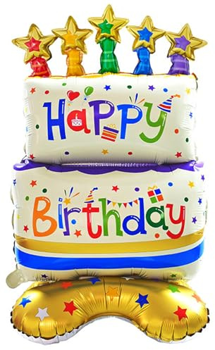 DazzJoy Happy Birthday Ballon Stehend, XXL Luftballon Happy Birthday, Luftballons Geburtstag Stehend, Folienballon Geburtstag, Helium Ballons Geburtstage für Kindergeburtstag Deko Junge Mädchen