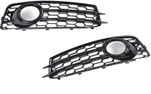 RASTKY 2 Stück Nebelscheinwerfergitter Vorne Links Rechts 8P0807682, Glänzend Schwarz, Ersatz für A3 8P, Nebelscheinwerferverkleidung aus ABS-Kunststoff, Verbessert und ästhetisch