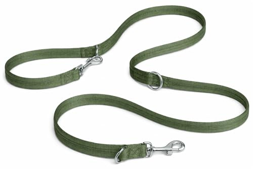hundeleine - ziggi kaki trainingsleine - 200 cm x 20 mm - Nylon hundeleine - 3-Fach verstellbar