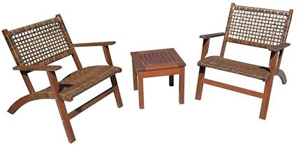 DELUKE Balkonmöbel-Set Amira - Eukalyptus, Dunkelbraun, flach | Gartenmöbel-Set Gartengarnitur Garten-Sitzgruppe Essgruppe Balkon-Set
