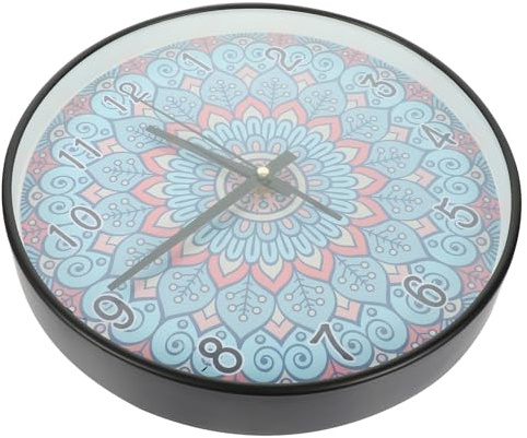 BIUDECO Leichte Wandmontierte Mandala Wanduhr aus Glas und Kunststoff für Wohnzimmer und Büro Geräuschlos und Stilvolle Dekoration