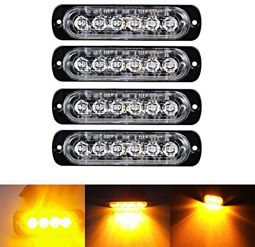 Ricoy Feu de freinage stroboscopique à 6 LED pour voiture - Barre lumineuse pour véhicule de 12 V à 24 V - Balise clignotante de sécurité pour voiture, véhicule utilitaire, bateau, remorque, caravane