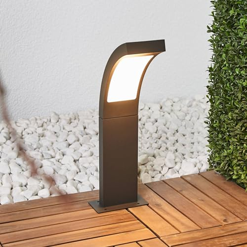 Lucande LED Außenleuchte Juvia (spritzwassergeschützt (Modern) in Schwarz aus Aluminium (1 flammig,) - Wegeleuchte Pollerleuchte Wegelampe Sockelleuchte