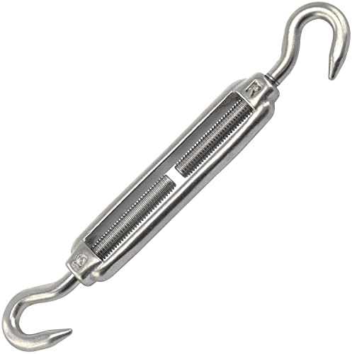 OPIOL QUALITY® Spannschloss Haken - Haken M6 aus Edelstahl A4 V4A (2 Stück) ähnl. DIN 1480 Spannschlösser Wantenspanner Drahtspanner Spannschraube Seilspanner