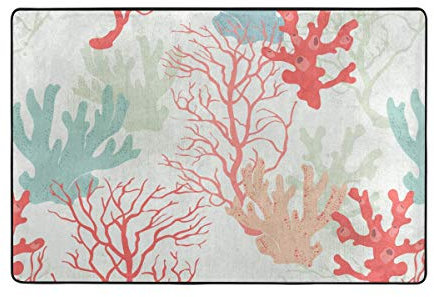 FANTAZIO Zone Rugs Superbe Corail Droites Tapis Gripper pour Les Coins et Edge Idéal Tapis Bouchon pour Cuisine/Salle de Bain, Polyester, 1, 72 x 48 inch